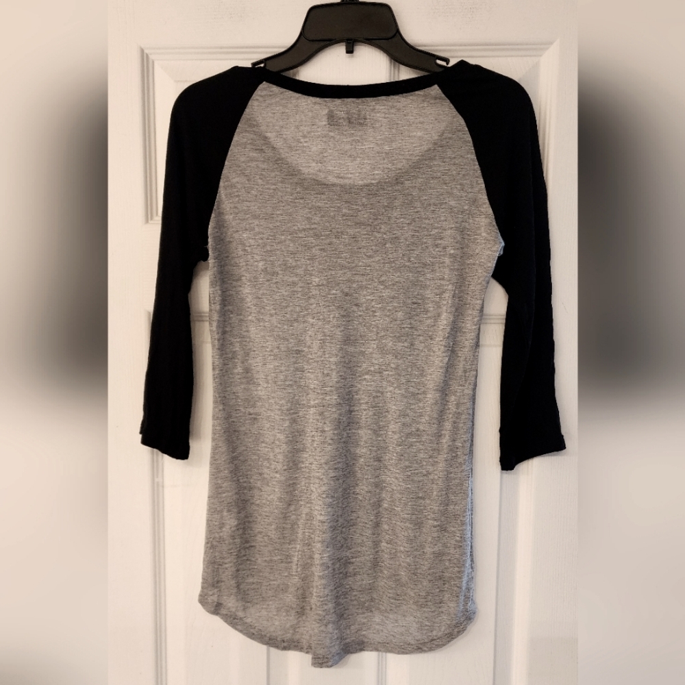 LAUREN Moshi Vintage Baseball Tee In Light Gray/black Size Small - Picture 3 of 12